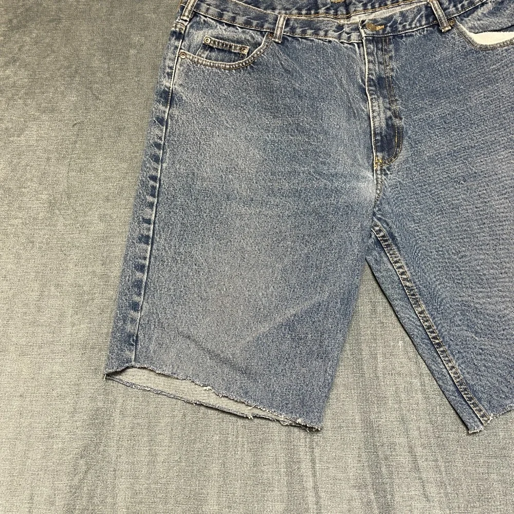Member's Mark Denim Shorts Men 40 Blue Straight Leg Medium Wash Raw Hem Mid Rise
